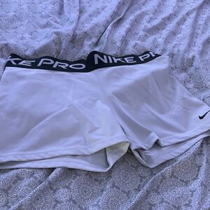 Nike Pro White Shorts with Black Waistband